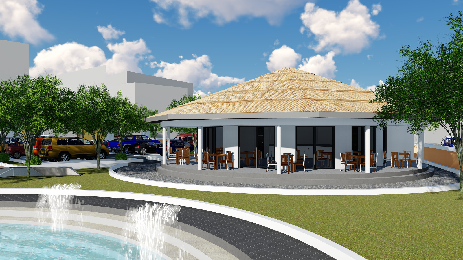 Restaurant paillote au toit de chaume
